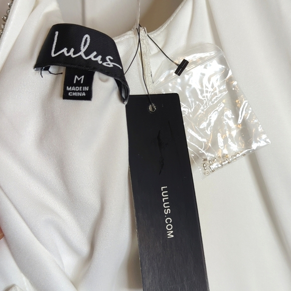 Lulus Celina White Beaded Maxi Dress Formal Prom Wedding NWT Size M - Picture 11 of 14